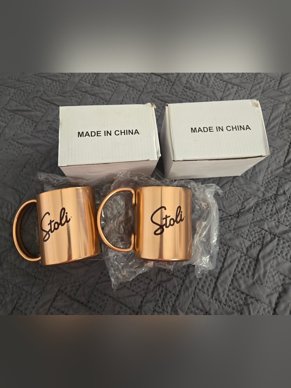 2 STOLI Vodka Moscow Mule Mugs Copper & Stainless Steel  BAR PUB A1